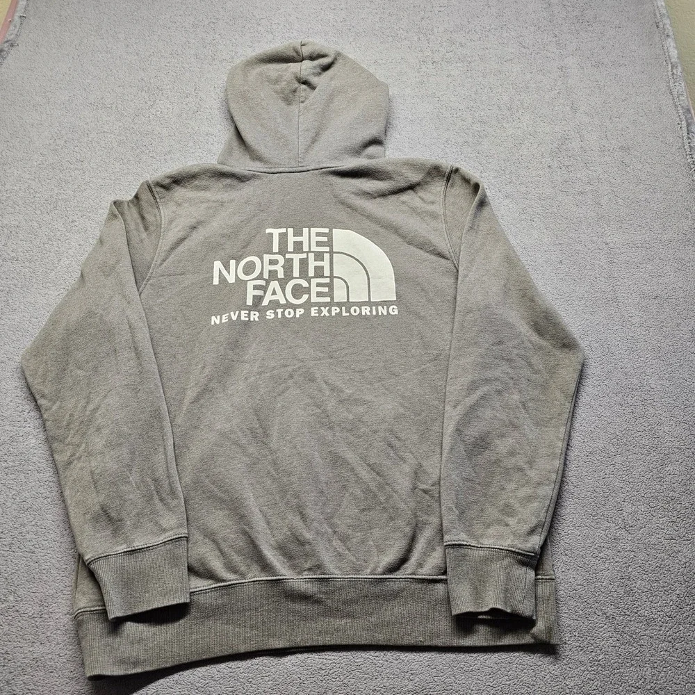 The North Face Never Stop Exploring Hoodie Mens Large Gray Fleece Lined Pullover